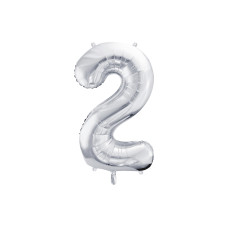 Partydeco Folienballon Zahl 2 gross 86 cm, silber, 1 Stück Partydeco Folienballon Zahl 2 gross 86 cm, silber, 1 Stück