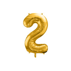 Partydeco Folienballon Zahl 2 gross 86 cm, gold, 1 Stück Partydeco Folienballon Zahl 2 gross 86 cm, gold, 1 Stück