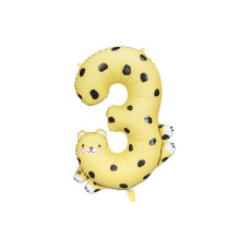 Partydeco Folienballon Nummer 3 als Motiv 68 x 98 cm, 1 Stück